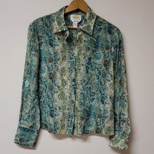 Vintage 90s Talbots Snakeskin silk Button Down.